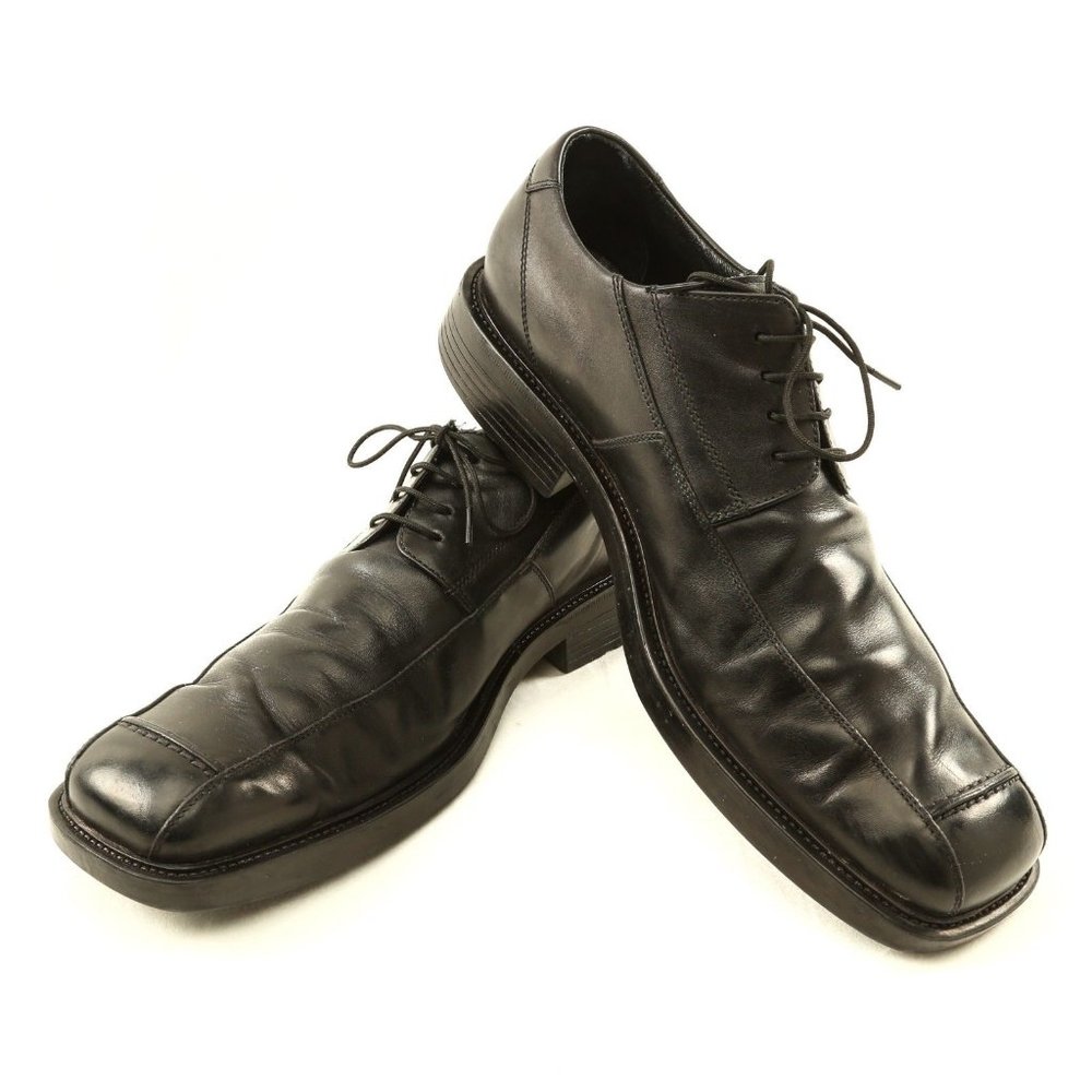 Aston Grey Collection Black Leather Derby Shoes